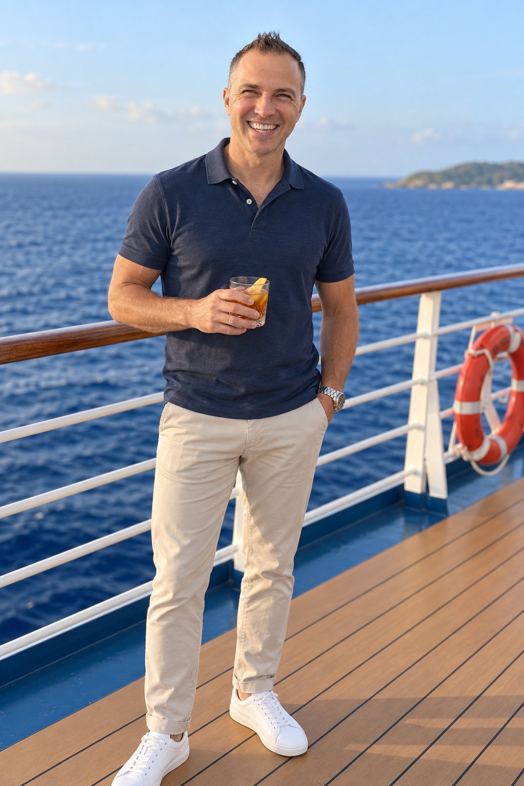 Hajo Hagen standing on a cruise ship deck